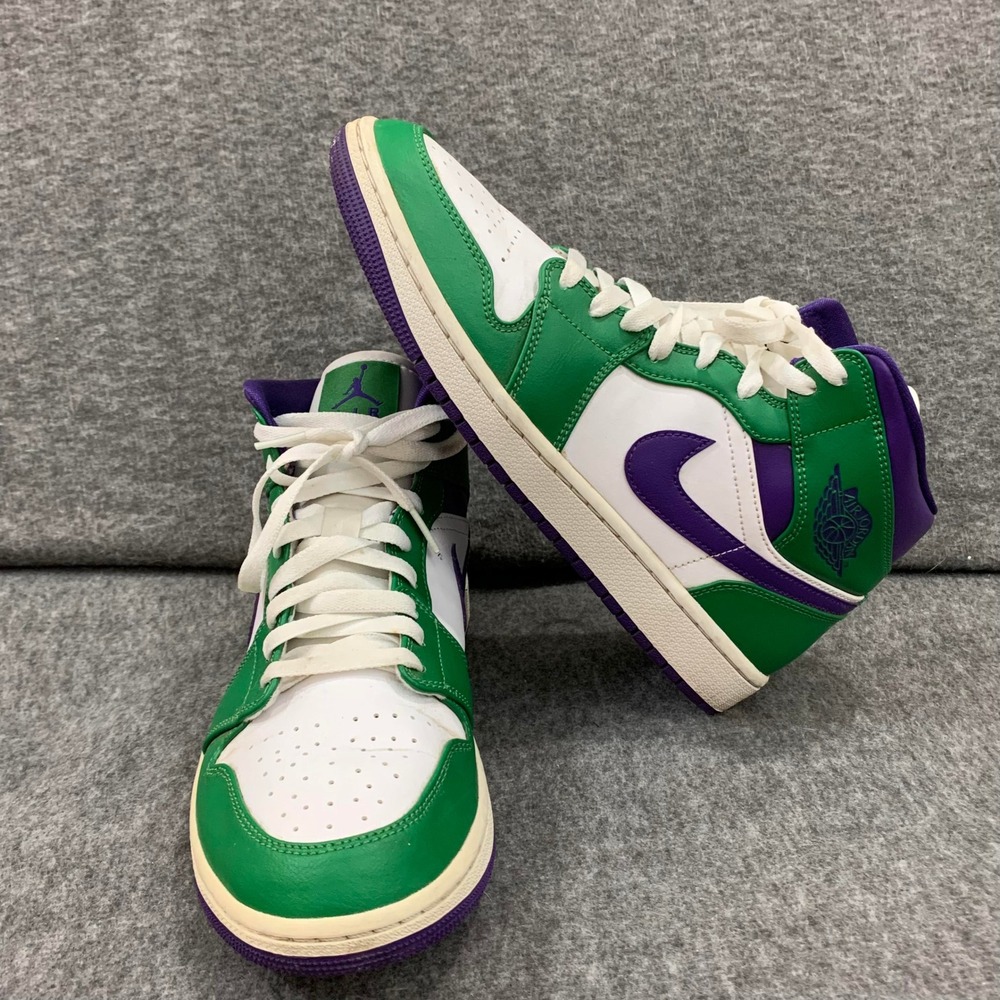 Nike Air Jordan 1 Mid Hulk Green Purple Mens Size 9 Sneakers 554724-300 Shoes